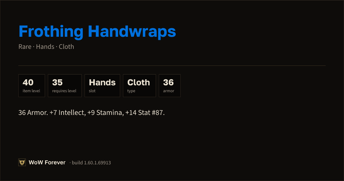 The preview card for Frothing Handwraps - Rare Cloth Hands