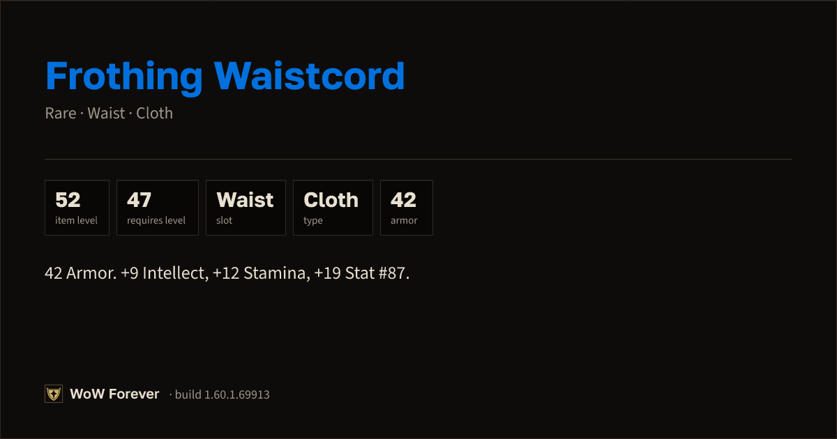 The preview card for Frothing Waistcord - Rare Cloth Waist