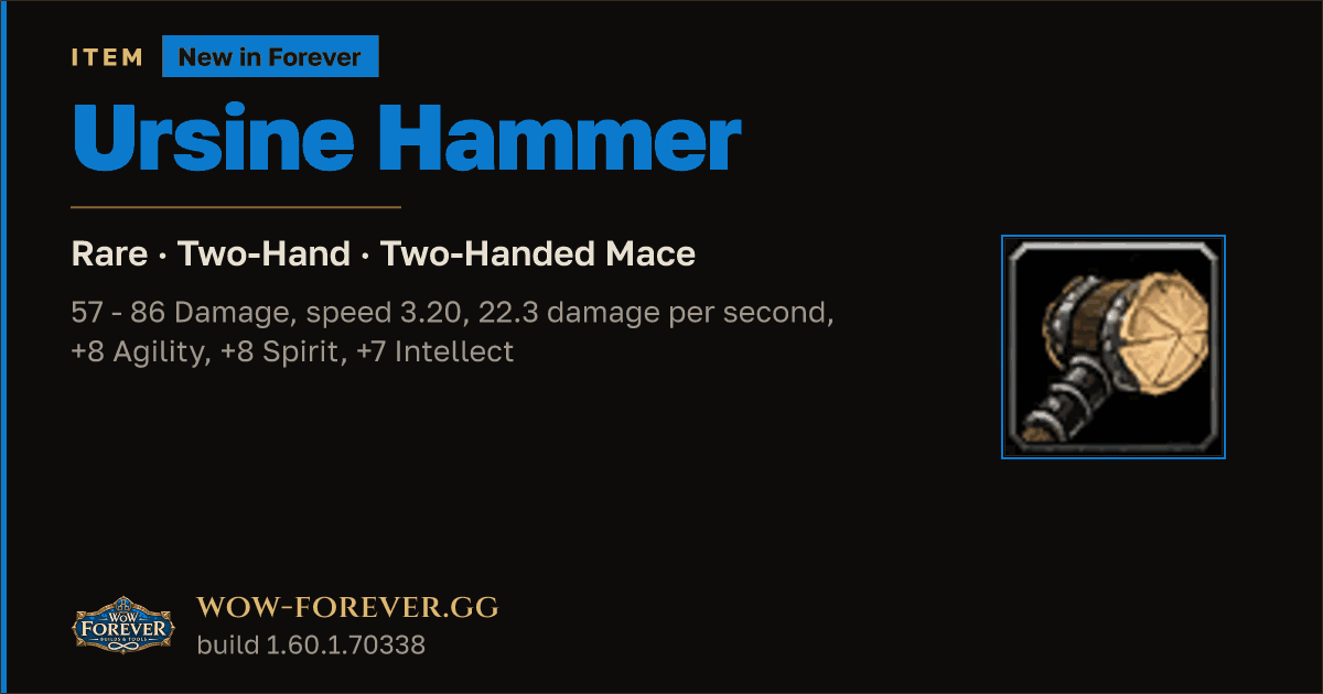 The preview card for Ursine Hammer