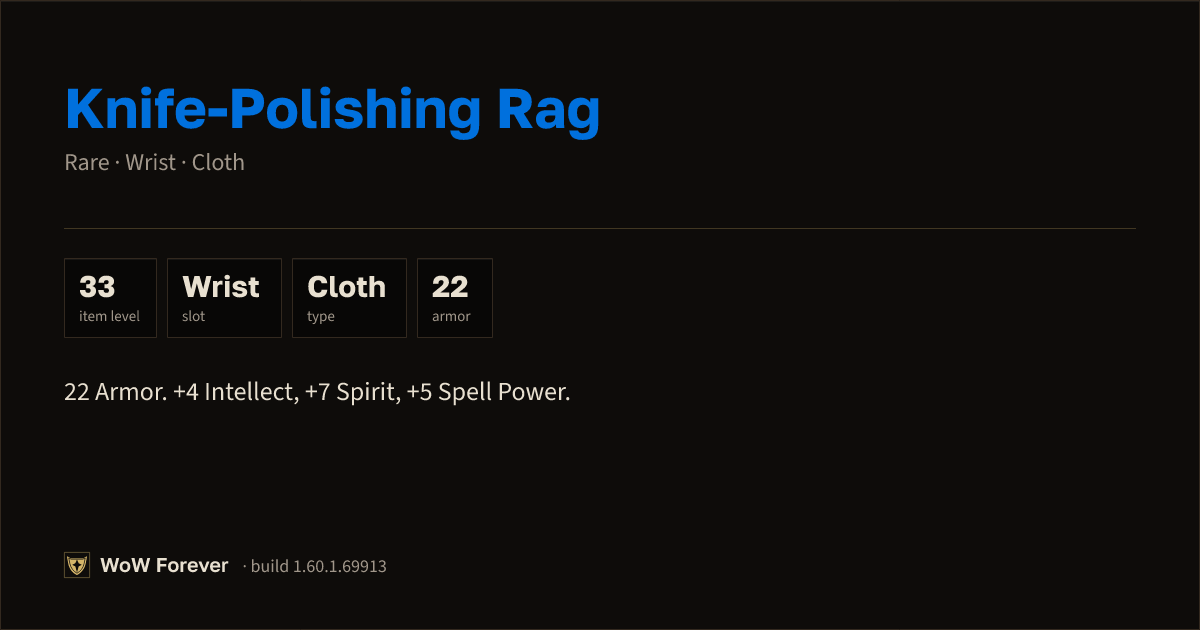 The preview card for Knife-Polishing Rag - Rare Cloth Wrist