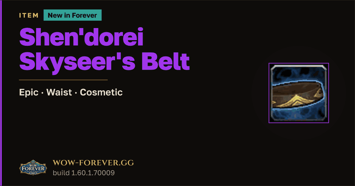 The preview card for Shen'dorei Skyseer's Belt - Epic Waist-Slot Item