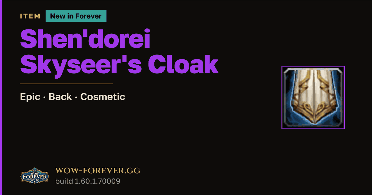 The preview card for Shen'dorei Skyseer's Cloak - Epic Cloak