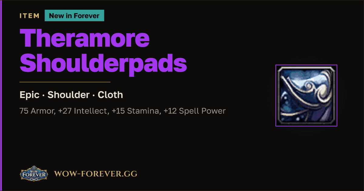 The preview card for Theramore Shoulderpads