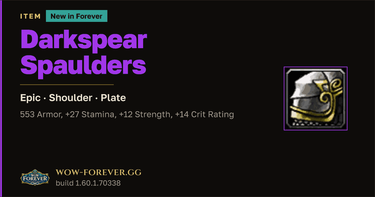 The preview card for Darkspear Spaulders