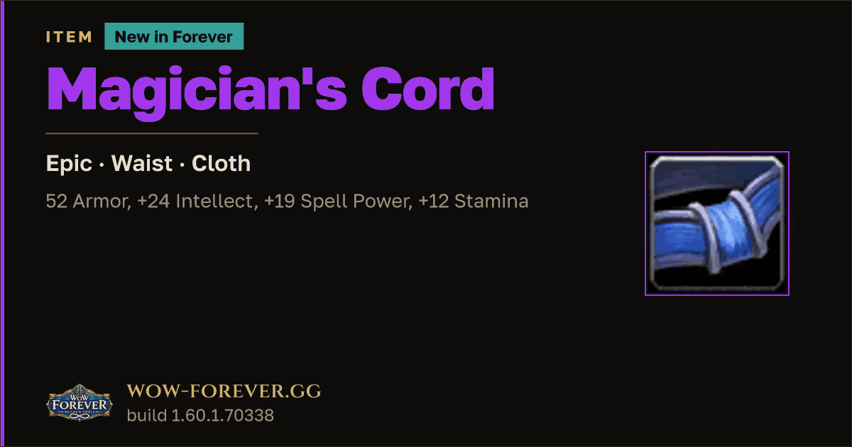 The preview card for Magician's Cord