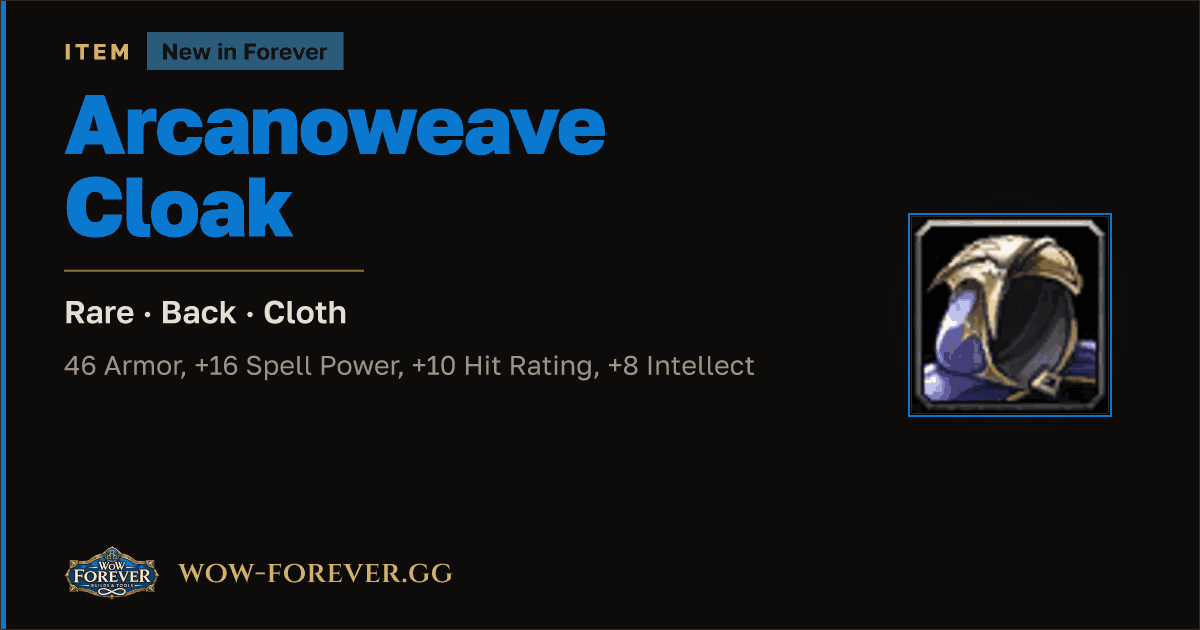The preview card for Arcanoweave Cloak