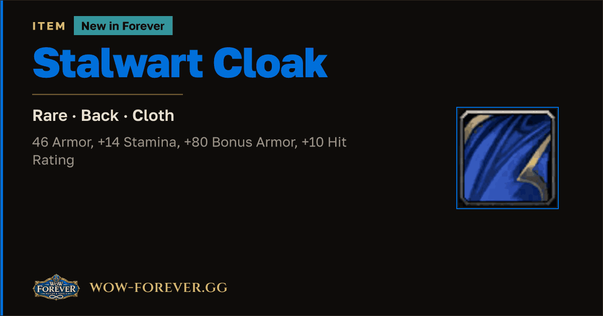 The preview card for Stalwart Cloak