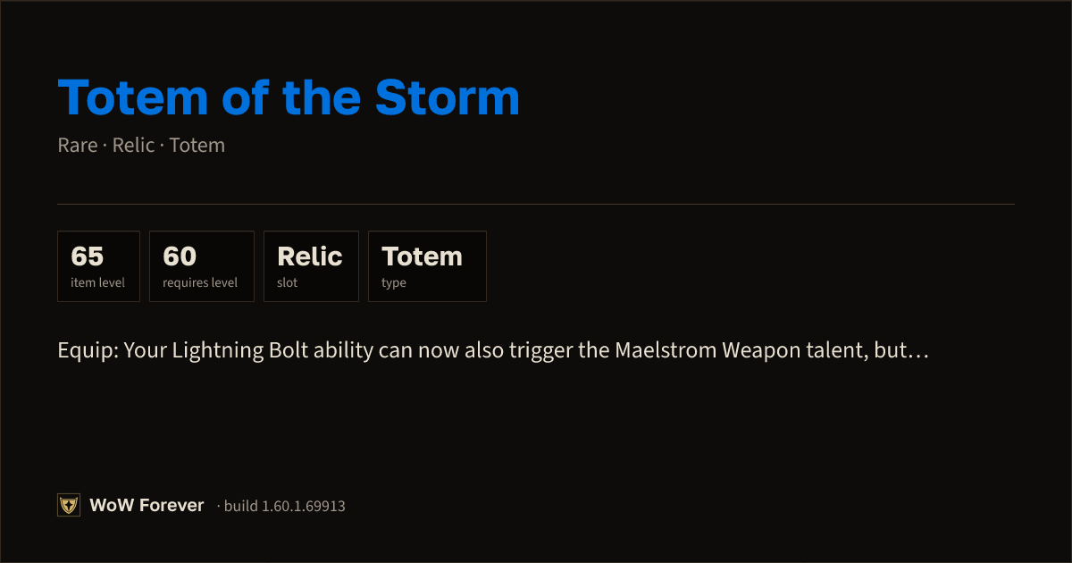 The preview card for Totem of the Storm (Binds when picked up)