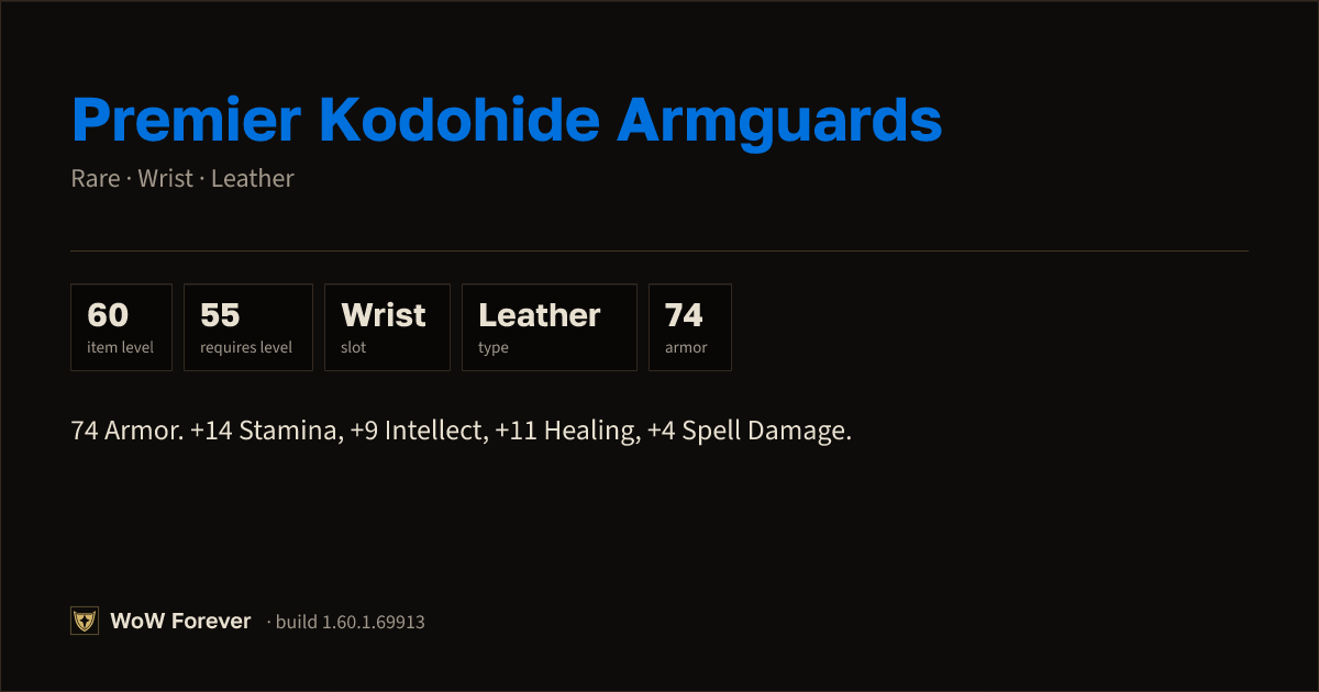 The preview card for Premier Kodohide Armguards - Rare Leather Wrist