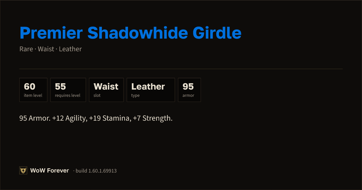 The preview card for Premier Shadowhide Girdle - Rare Leather Waist