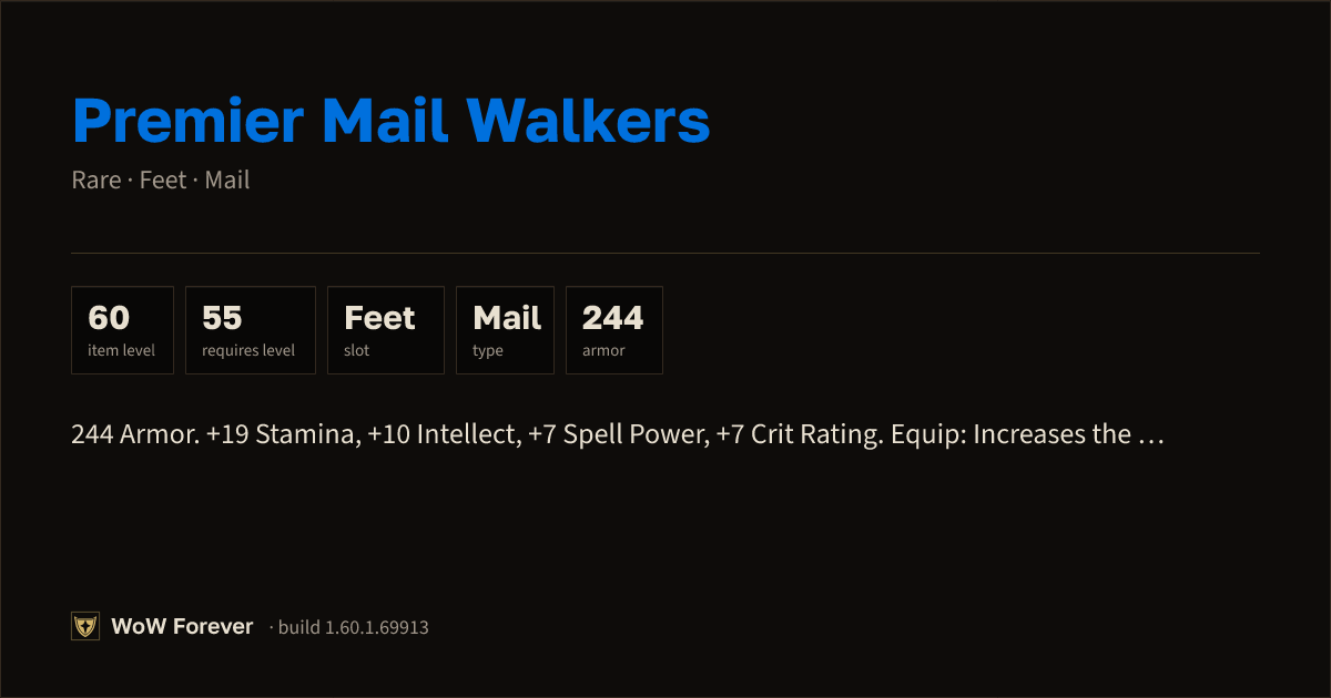 The preview card for Premier Mail Walkers - Rare Mail Feet