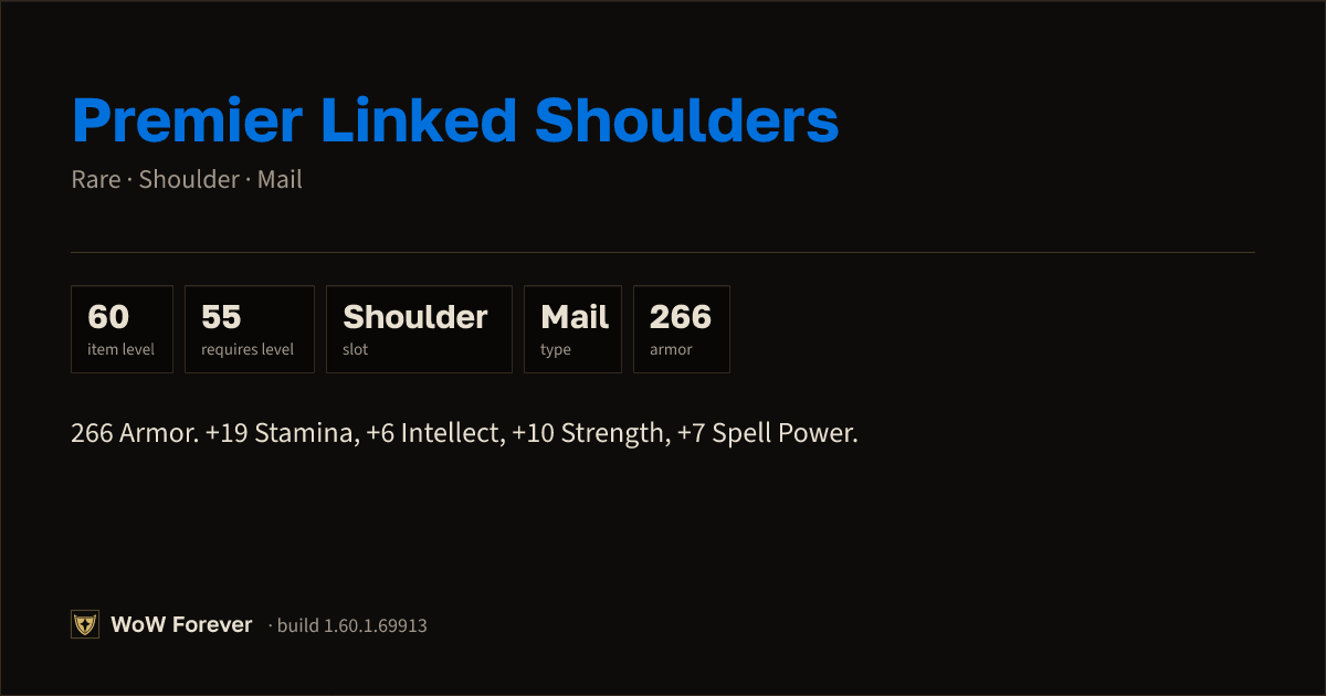 The preview card for Premier Linked Shoulders - Rare Mail Shoulder