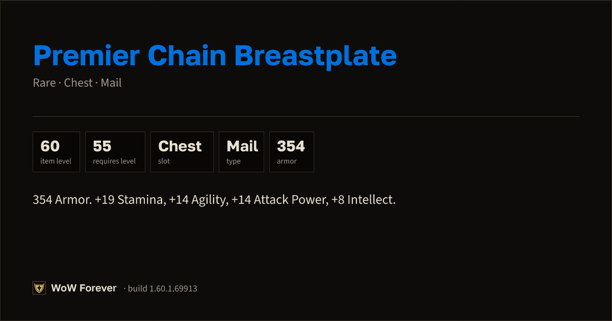 The preview card for Premier Chain Breastplate - Rare Mail Chest