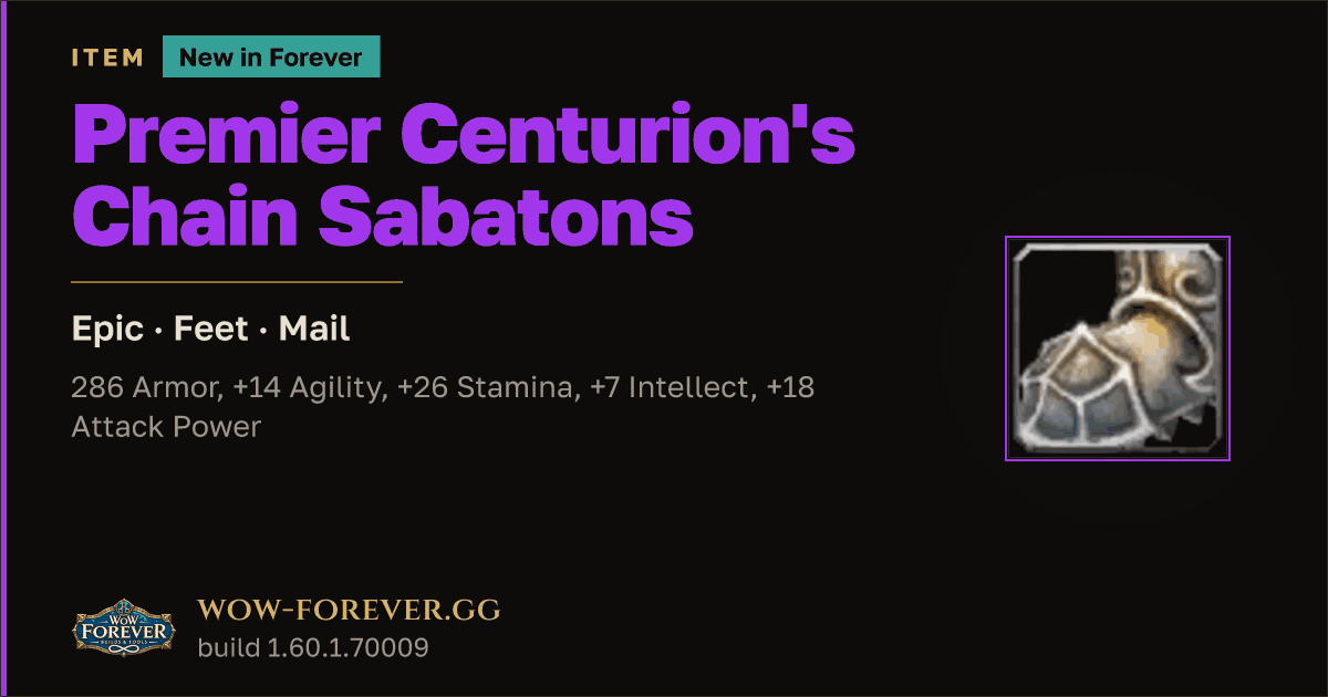 The preview card for Premier Centurion's Chain Sabatons - Epic Mail Feet