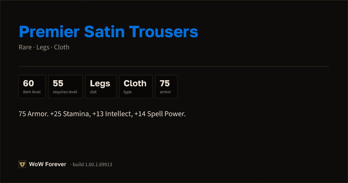 The preview card for Premier Satin Trousers - Rare Cloth Legs