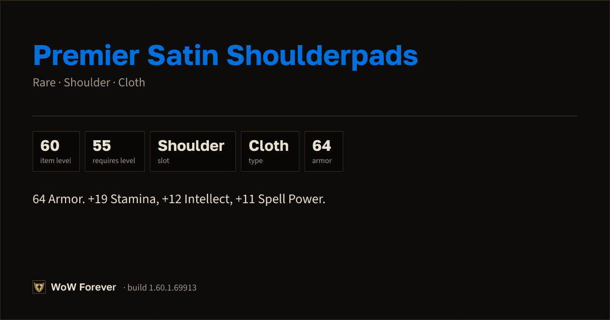 The preview card for Premier Satin Shoulderpads - Rare Cloth Shoulder