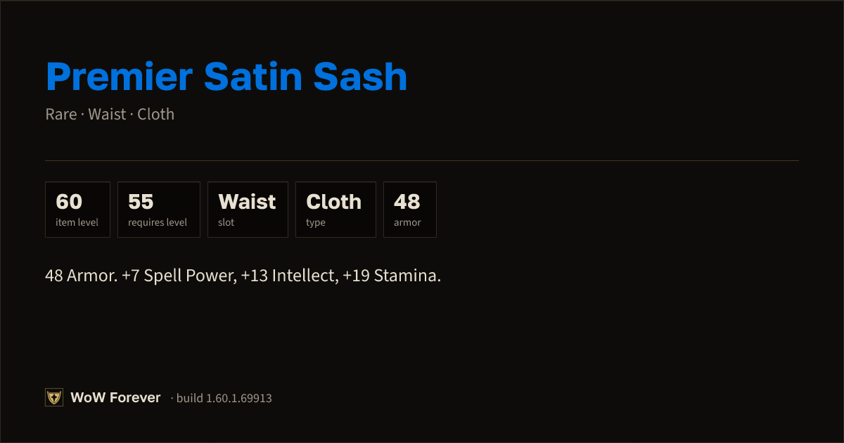 The preview card for Premier Satin Sash - Rare Cloth Waist
