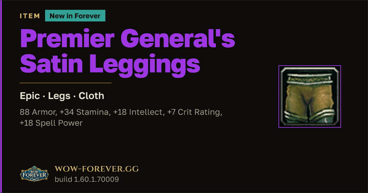 The preview card for Premier General's Satin Leggings - Epic Cloth Legs