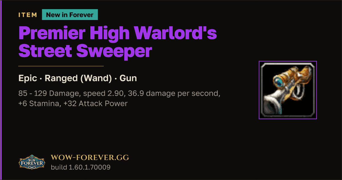 The preview card for Premier High Warlord's Street Sweeper - Epic Gun