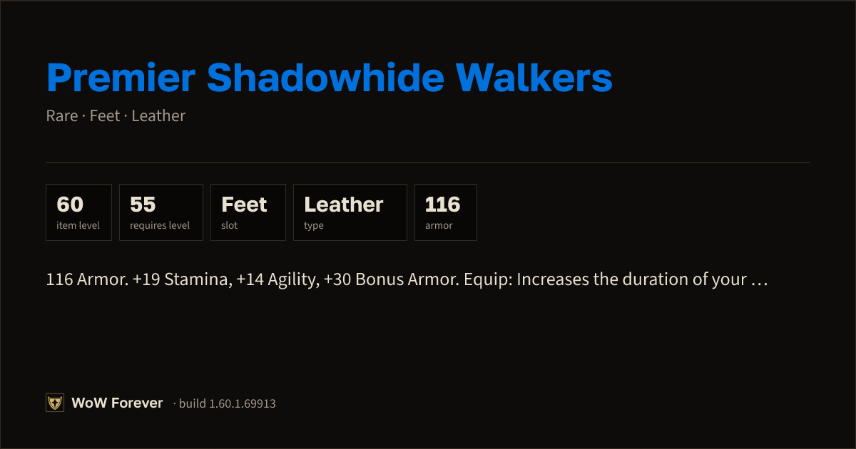 The preview card for Premier Shadowhide Walkers - Rare Leather Feet