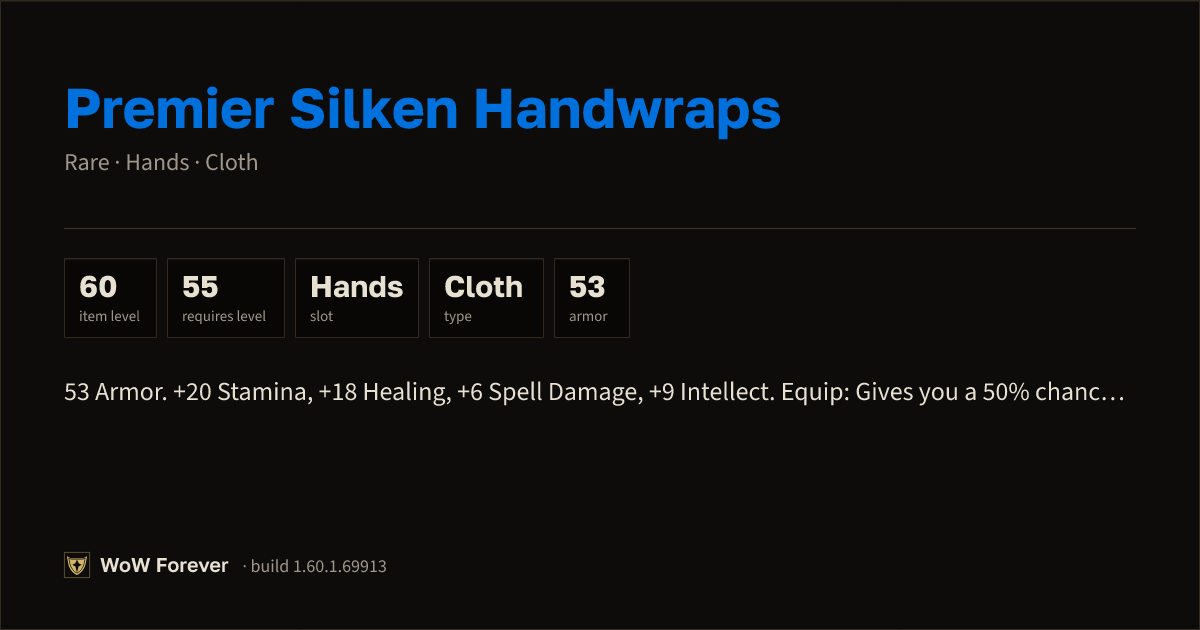 The preview card for Premier Silken Handwraps - Rare Cloth Hands