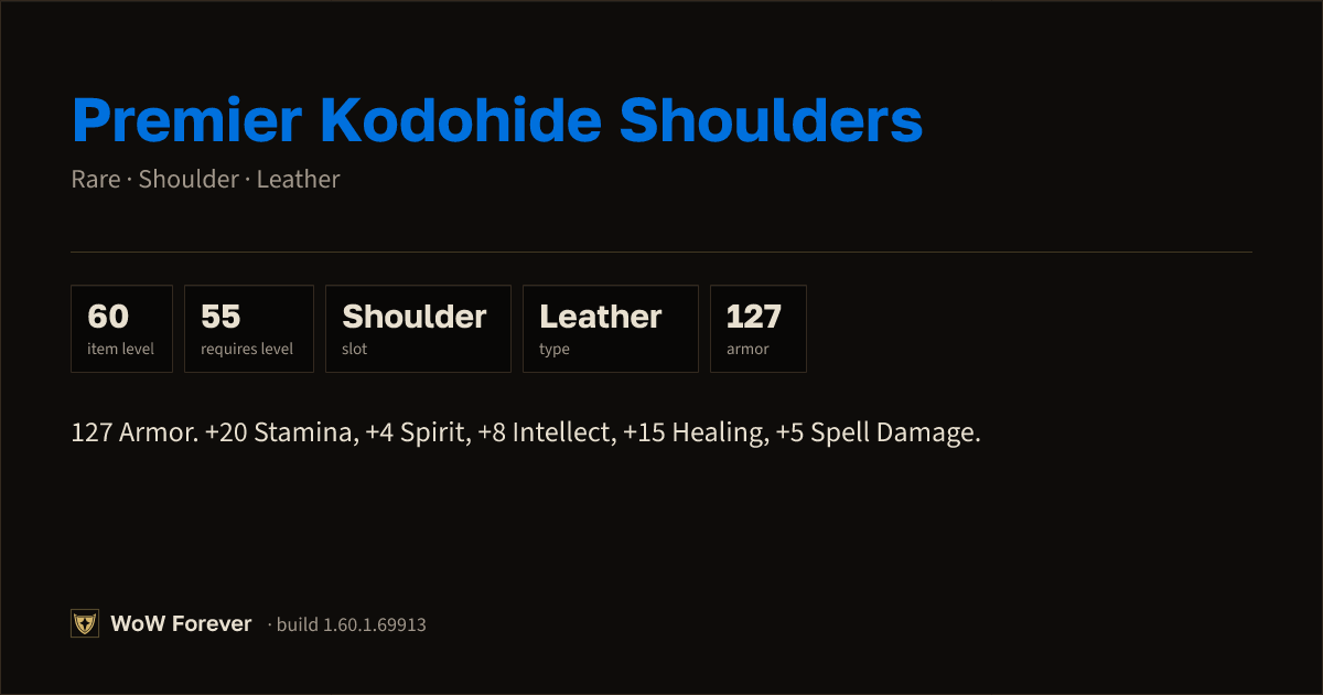The preview card for Premier Kodohide Shoulders - Rare Leather Shoulder