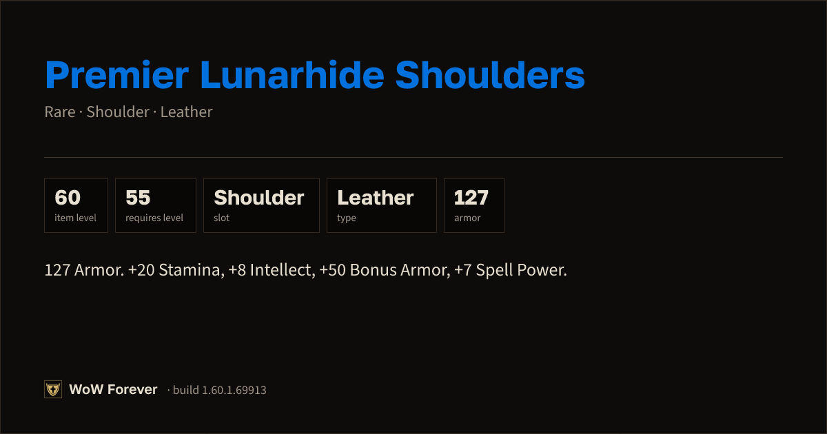 The preview card for Premier Lunarhide Shoulders - Rare Leather Shoulder