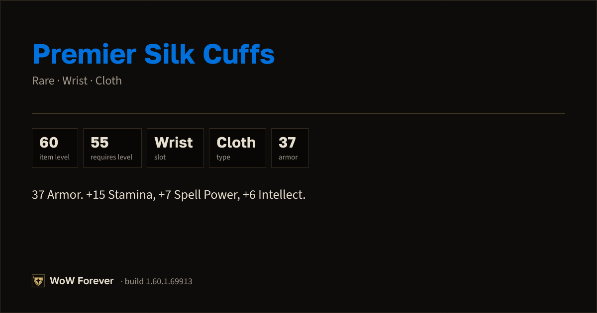 The preview card for Premier Silk Cuffs - Rare Cloth Wrist