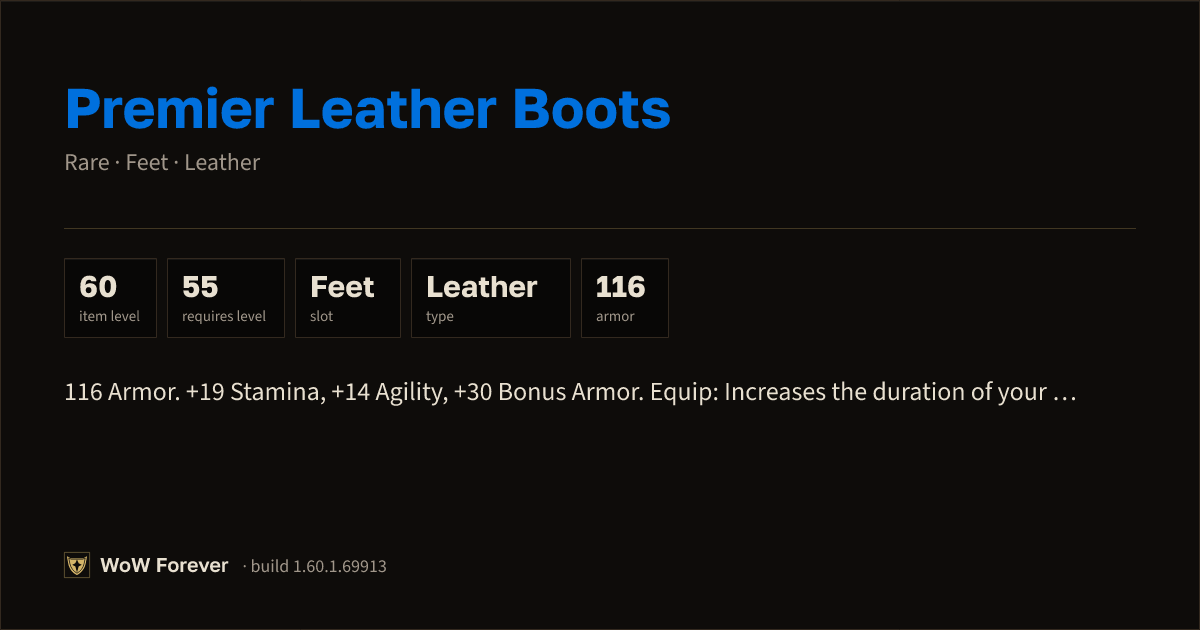 The preview card for Premier Leather Boots - Rare Leather Feet