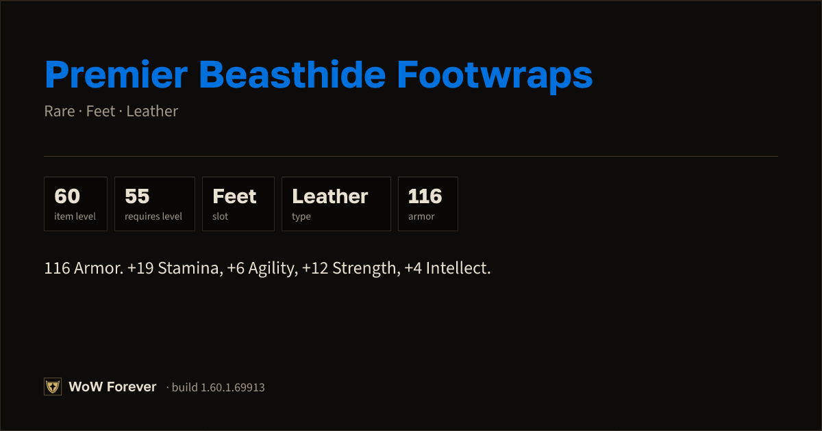 The preview card for Premier Beasthide Footwraps - Rare Leather Feet
