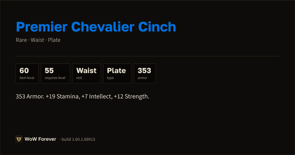 The preview card for Premier Chevalier Cinch - Rare Plate Waist