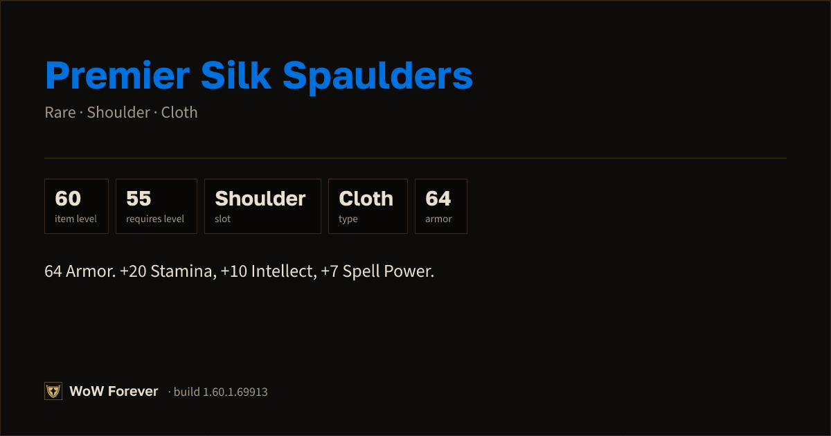 The preview card for Premier Silk Spaulders - Rare Cloth Shoulder