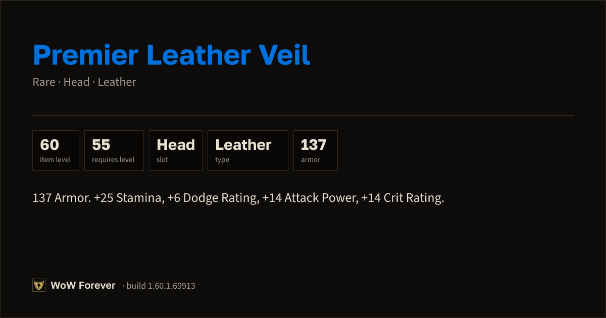 The preview card for Premier Leather Veil - Rare Leather Head