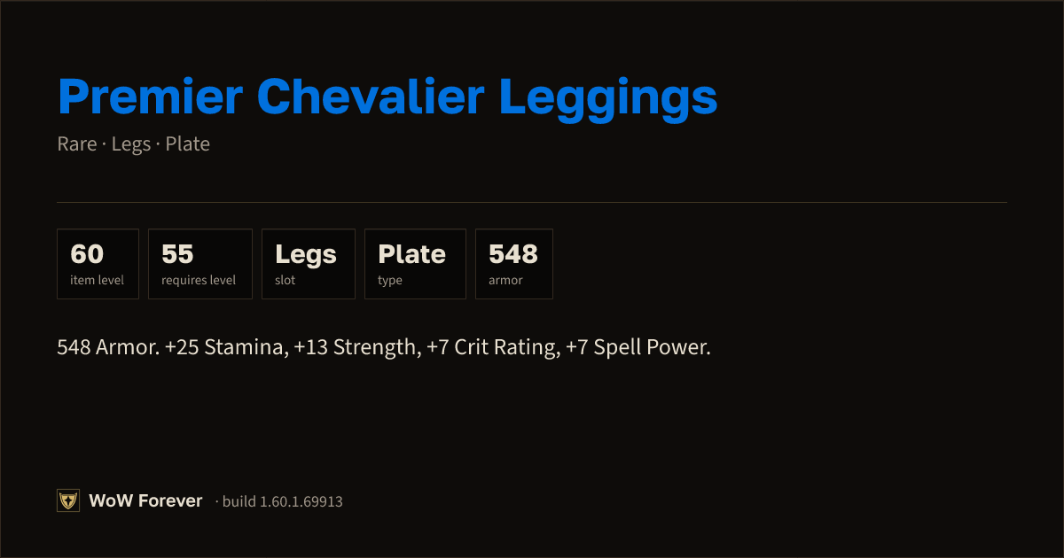 The preview card for Premier Chevalier Leggings - Rare Plate Legs