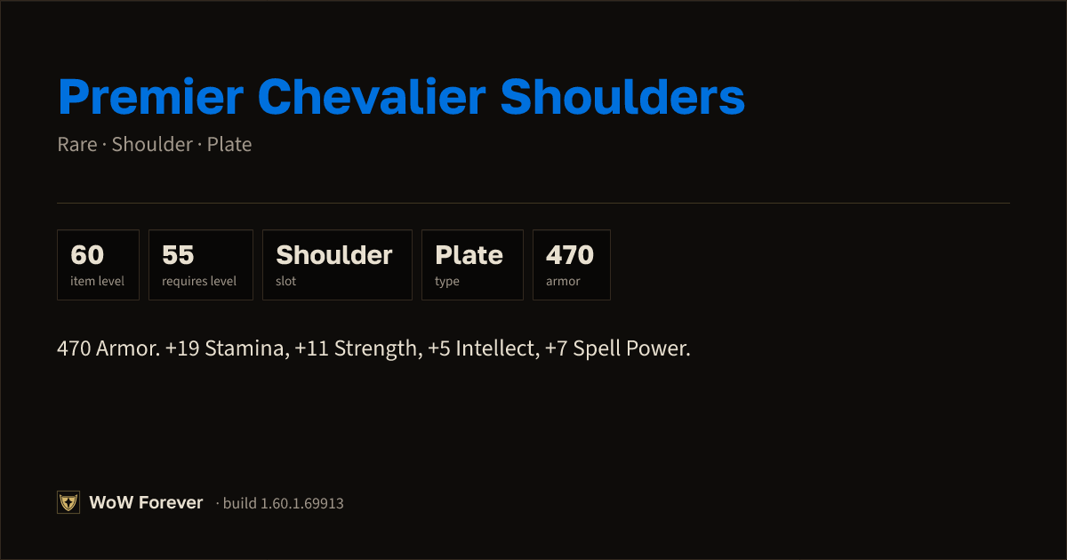 The preview card for Premier Chevalier Shoulders - Rare Plate Shoulder