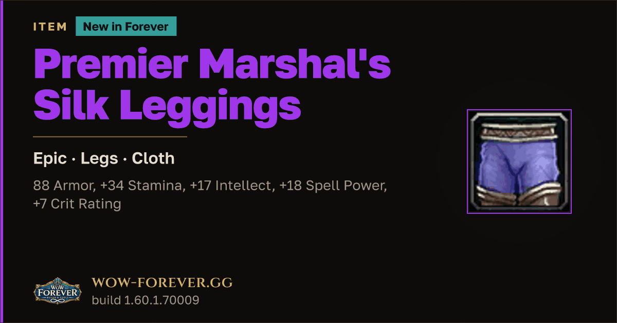 The preview card for Premier Marshal's Silk Leggings - Epic Cloth Legs