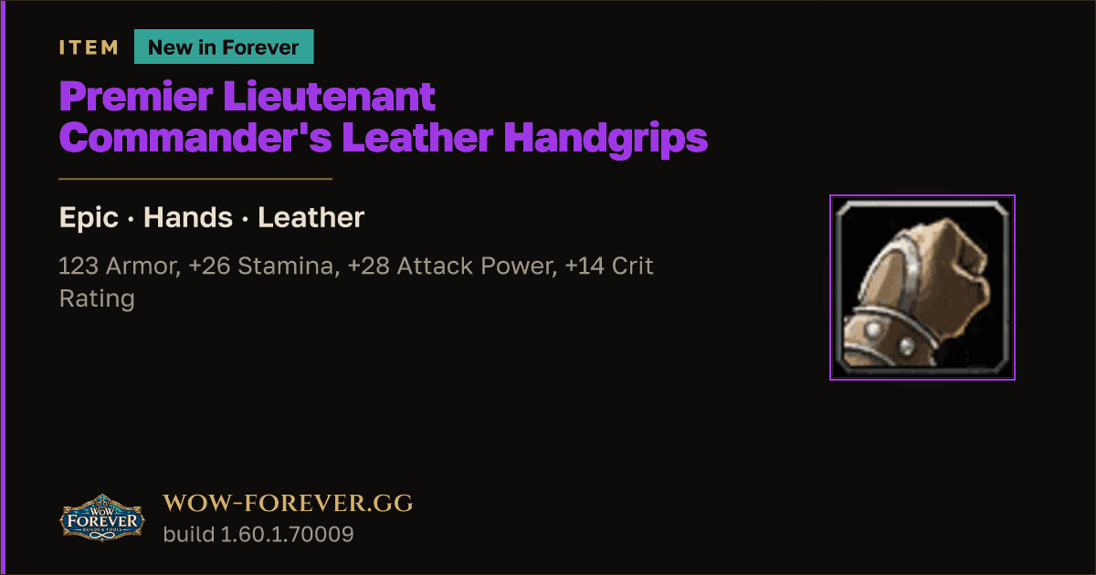 The preview card for Premier Lieutenant Commander's Leather Handgrips