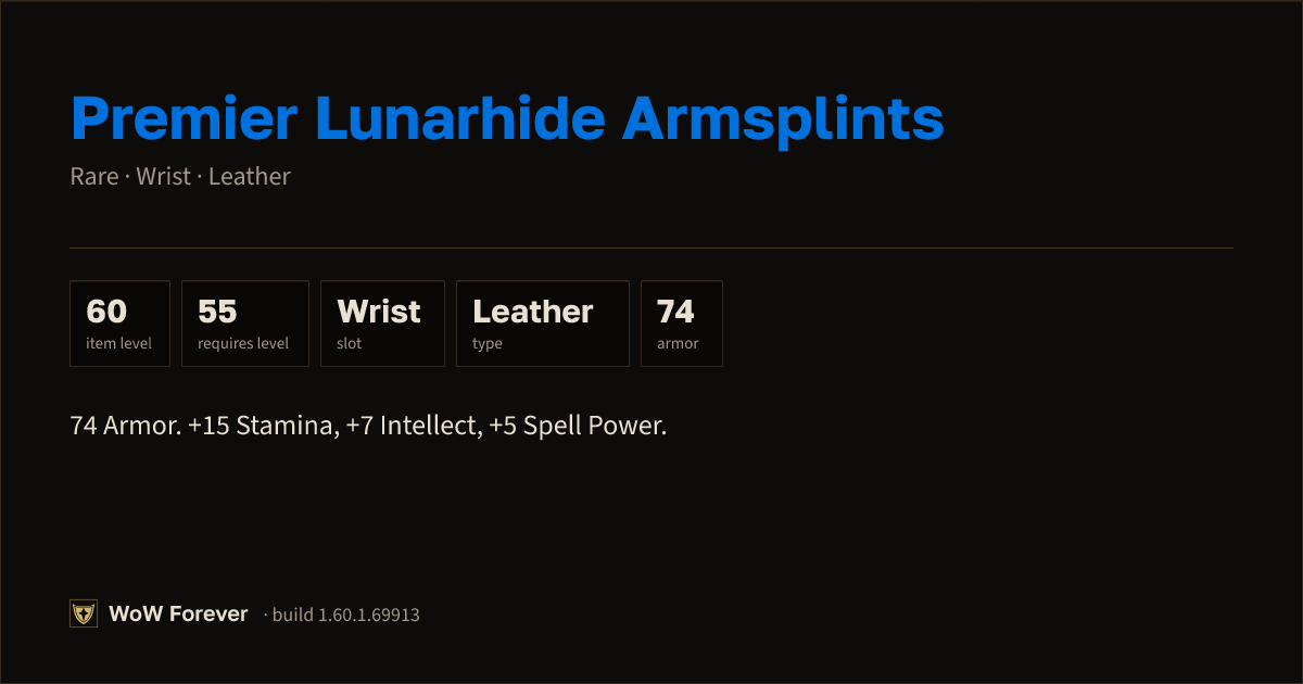 The preview card for Premier Lunarhide Armsplints - Rare Leather Wrist