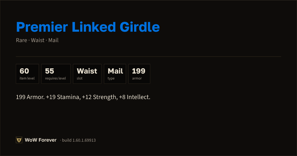 The preview card for Premier Linked Girdle - Rare Mail Waist