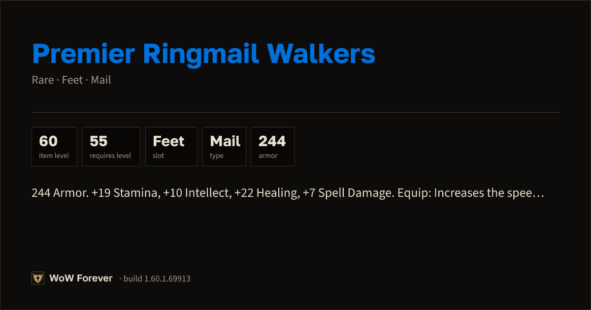 The preview card for Premier Ringmail Walkers - Rare Mail Feet