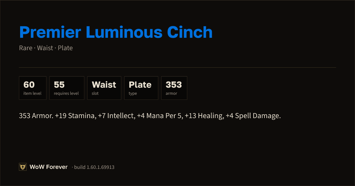The preview card for Premier Luminous Cinch - Rare Plate Waist
