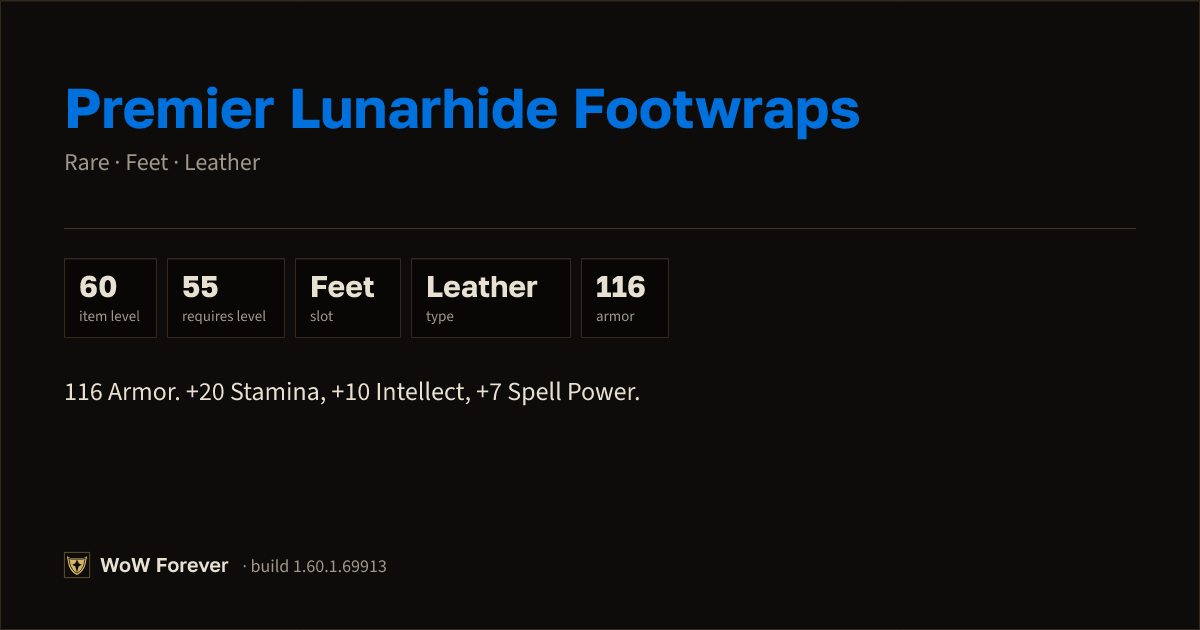 The preview card for Premier Lunarhide Footwraps - Rare Leather Feet