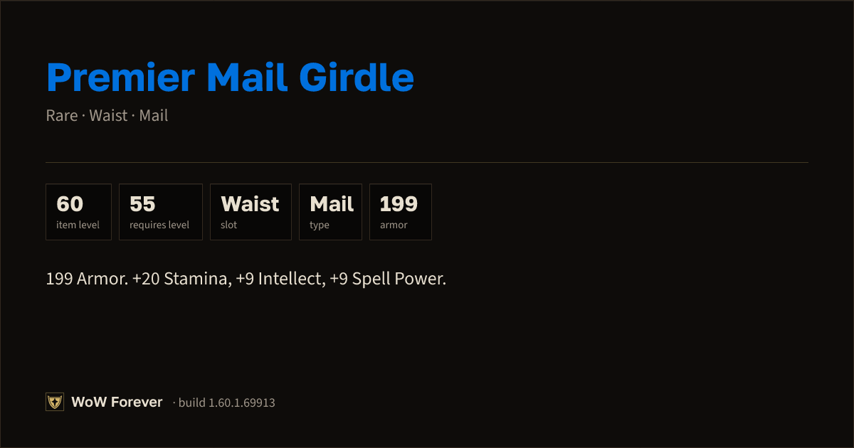 The preview card for Premier Mail Girdle - Rare Mail Waist