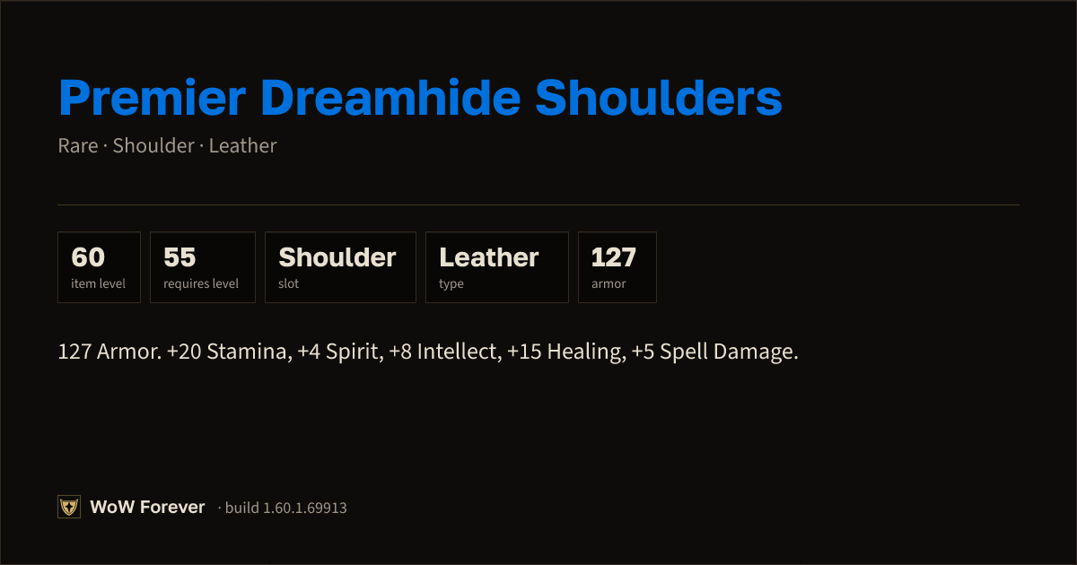 The preview card for Premier Dreamhide Shoulders - Rare Leather Shoulder