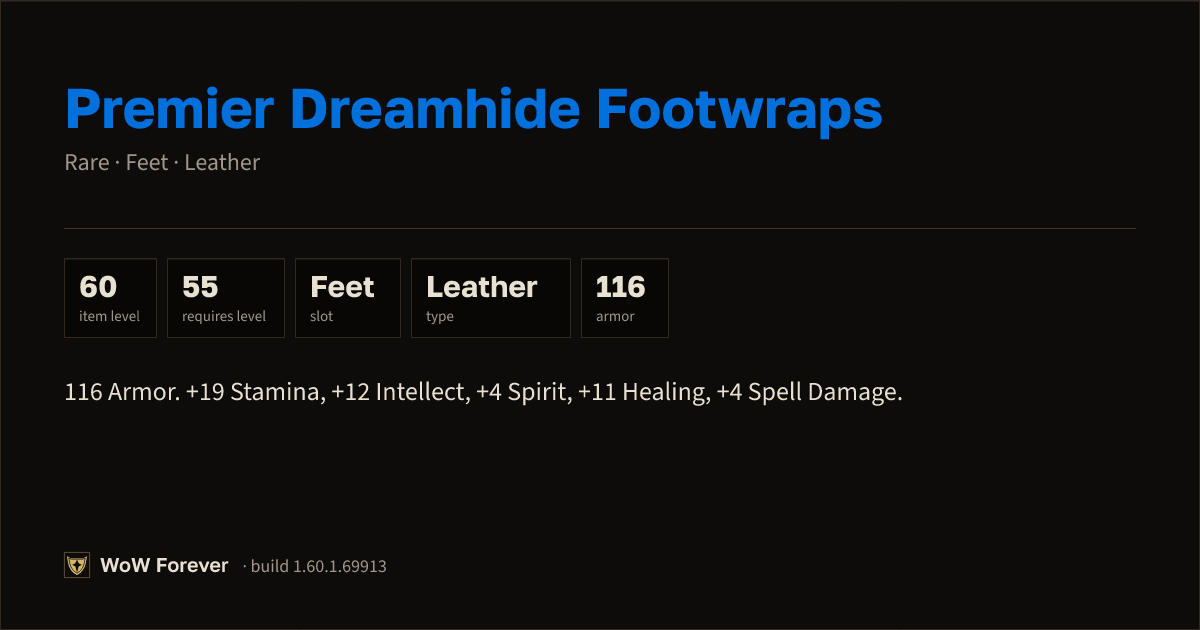 The preview card for Premier Dreamhide Footwraps - Rare Leather Feet