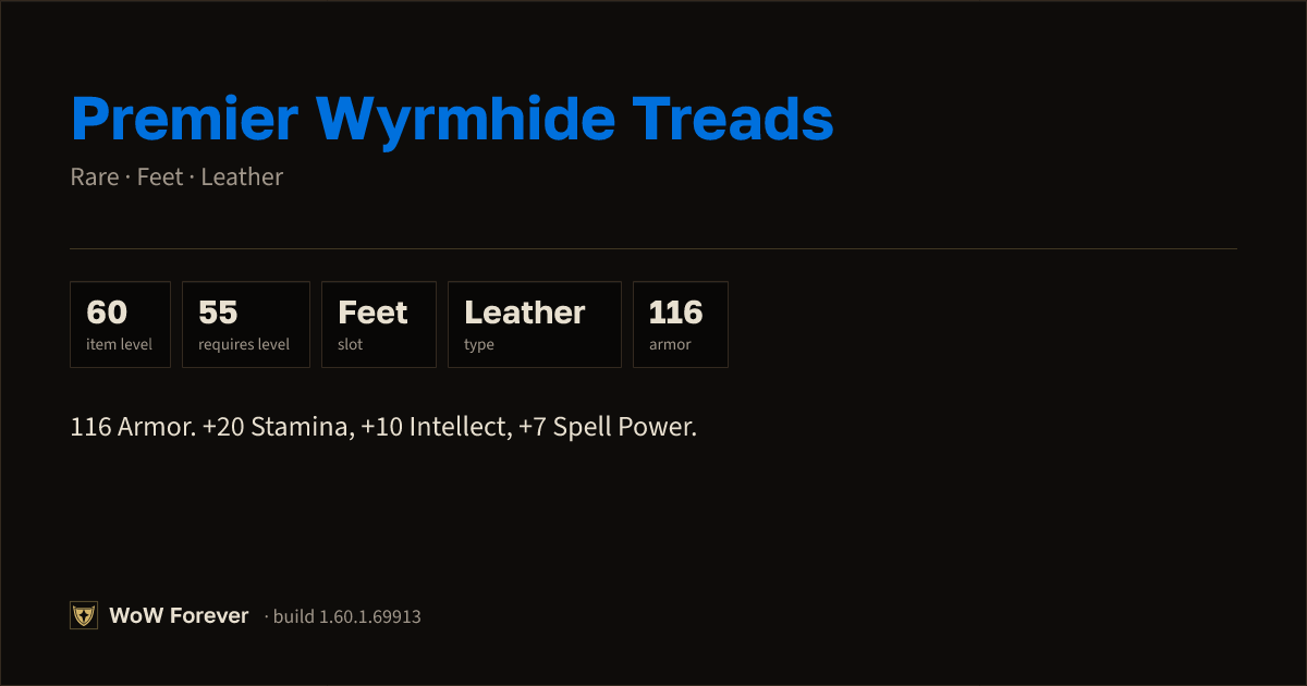 The preview card for Premier Wyrmhide Treads - Rare Leather Feet