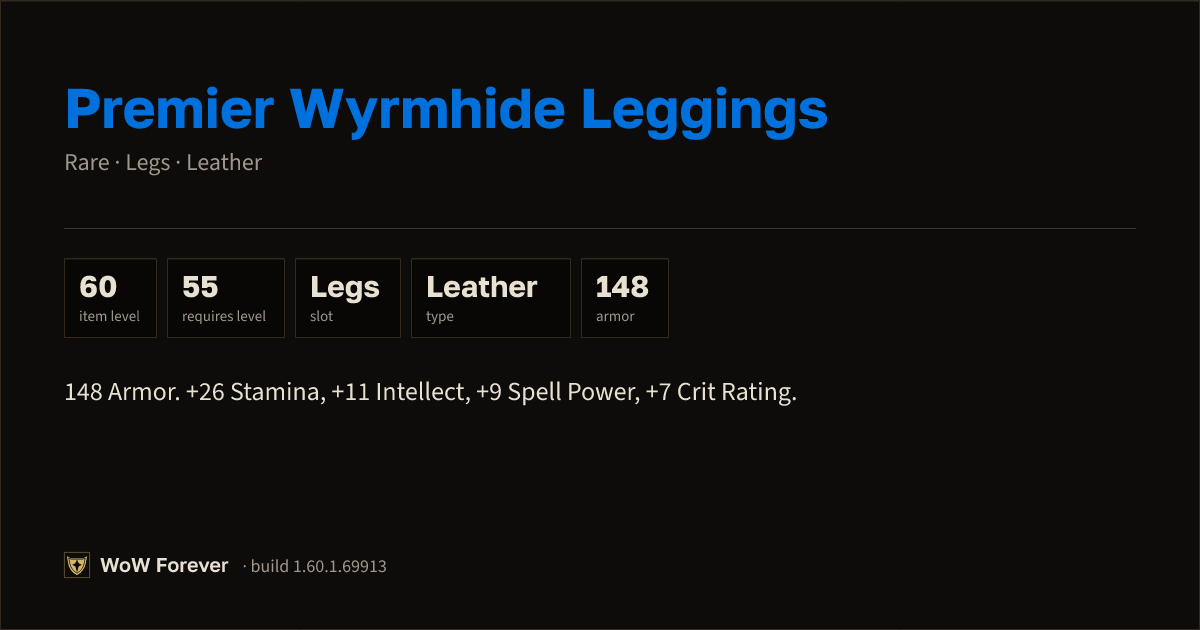 The preview card for Premier Wyrmhide Leggings - Rare Leather Legs