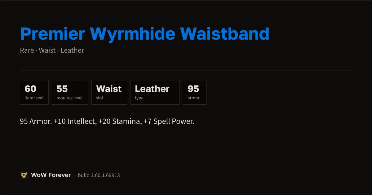 The preview card for Premier Wyrmhide Waistband - Rare Leather Waist
