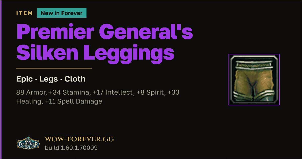 The preview card for Premier General's Silken Leggings - Epic Cloth Legs