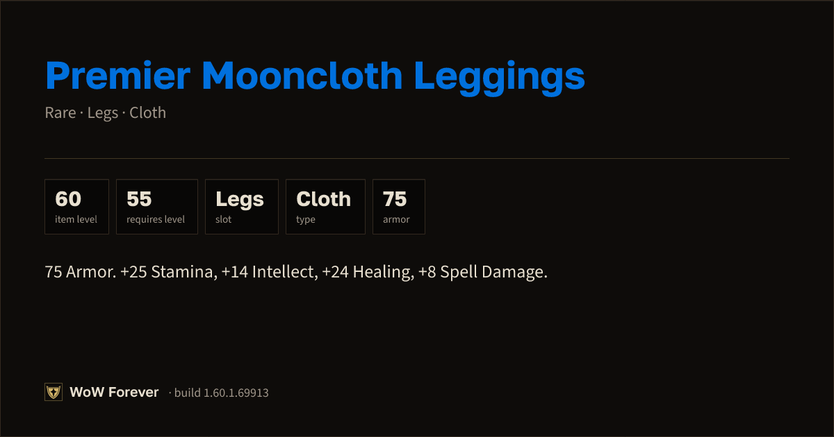 The preview card for Premier Mooncloth Leggings - Rare Cloth Legs
